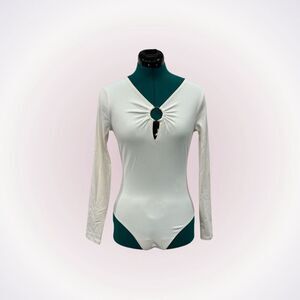 Abercrombie and Fitch white long sleeve seamless fabric keyhole bodysuit with me
